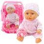 LEAN TOYS Lalka niemowlęca w nosidełku, piżamie, czapeczce i smoczku, różowa