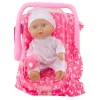 LEAN TOYS Lalka niemowlęca w nosidełku, piżamie, czapeczce i smoczku, różowa