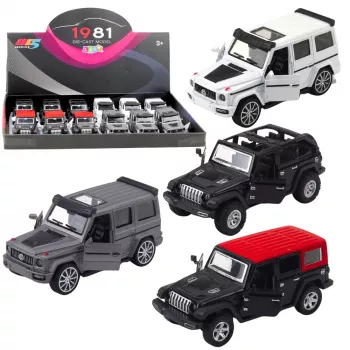 LEAN TOYS Samochód terenowy SUV z metalu z napędem pull-back, otwierane drzwi, mix