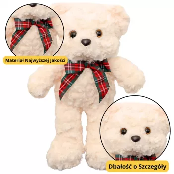 LEAN TOYS Pluszowa Maskotka Przytulanka Miś Z Kokardą Biały 30cm