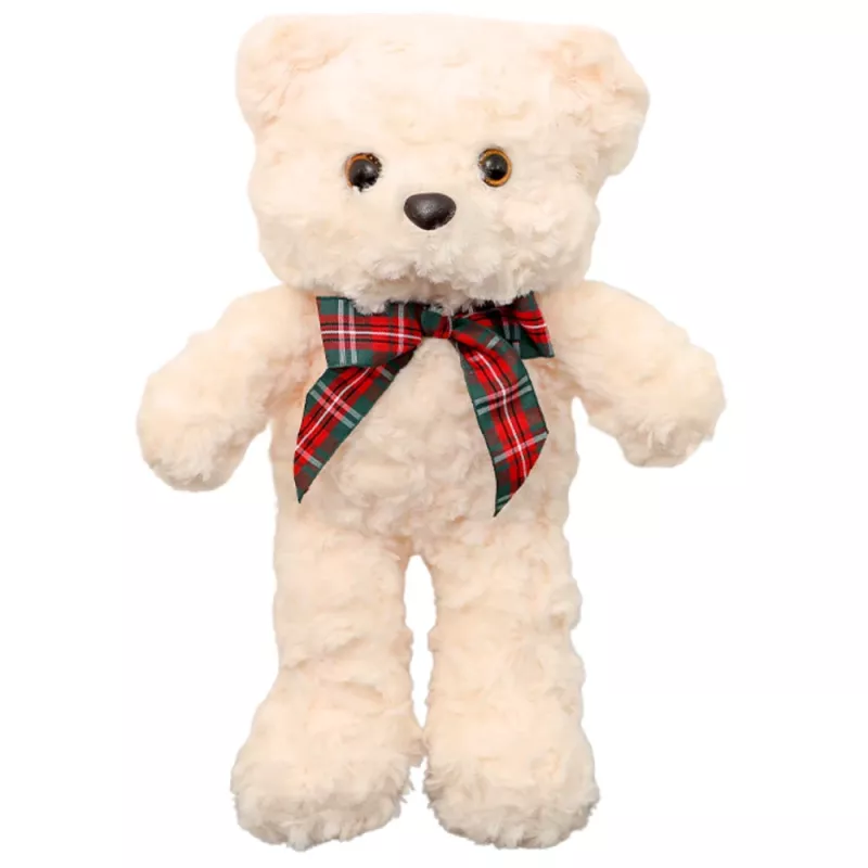 LEAN TOYS Pluszowa Maskotka Przytulanka Miś Z Kokardą Biały 30cm