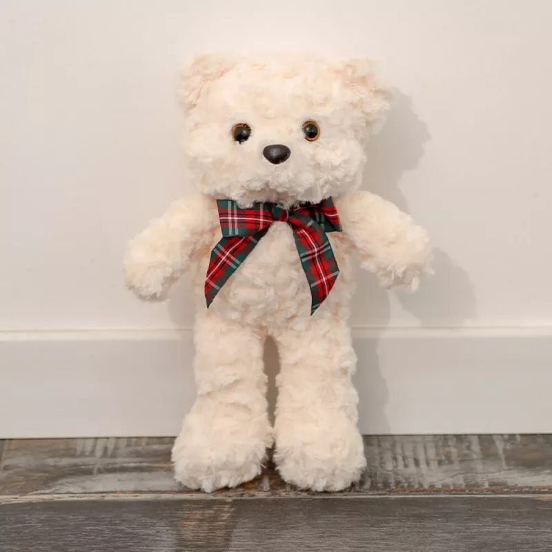 LEAN TOYS Pluszowa Maskotka Przytulanka Miś Z Kokardą Biały 30cm