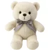 LEAN TOYS Pluszowa Maskotka Przytulanka Miś z Kokardą Happy Every Day Biały 55cm