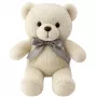 LEAN TOYS Pluszowa Maskotka Przytulanka Miś z Kokardą Happy Every Day Biały 55cm