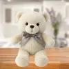 LEAN TOYS Pluszowa Maskotka Przytulanka Miś z Kokardą Happy Every Day Biały 55cm