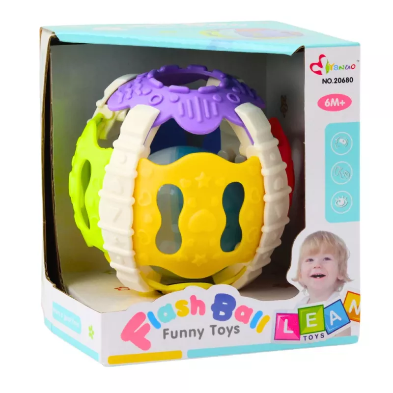 LEAN TOYS Piłka sensoryczna dla niemowląt gumowa światła dźwięki kolorowa