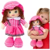 LEAN TOYS Szmaciana lalka przytulanka w kratkę sukienka różowa 35 cm