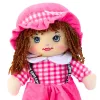 LEAN TOYS Szmaciana lalka przytulanka w kratkę sukienka różowa 35 cm