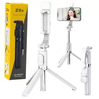 LEAN Selfie Stick Tripod Phone Remote Control Bluetooth Holder ZS8 White