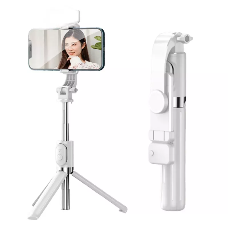 LEAN Selfie Stick Tripod Phone Remote Control Bluetooth Holder ZS8 White