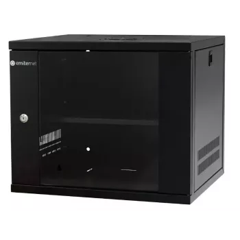 EMITER EM/SH02B5409-08 szafa sieciowa 19 inch 9U do montażu naściennego, szklane drzwi, 550x450x455 mm, czarna