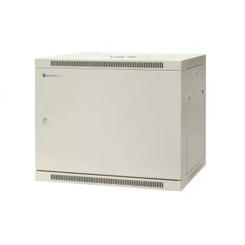 Szafa sieciowa naścienna EMITER EM/AP6409-B 19-calowa 9U, 600x450x500 mm, zamykane stalowe drzwi, czarna