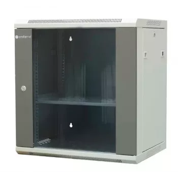 EMITER EM/AP6412 12U szafa sieciowa ścienna 600x450x635mm szklane drzwi czarna