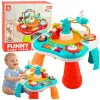 LEAN TOYS Edukacyjny Stół Interaktywny Panel Muzyczny Pianino 2 w 1 Turkusowy