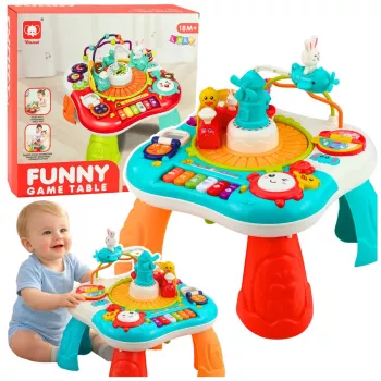 LEAN TOYS Edukacyjny Stół Interaktywny Panel Muzyczny Pianino 2 w 1 Turkusowy