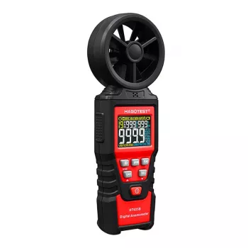 HABOTEST HT625B Cyfrowy anemometr z USB, miernik prędkości wiatru/temperatury/objętości powietrza, podświetlany LCD, zewnętrzny czujnik wiatraczkowy