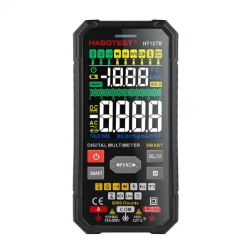 Habotest HT127B Cyfrowy Uniwersalny Multimetr True RMS 6000 Counts Auto Ranging z NCV i Temperaturą