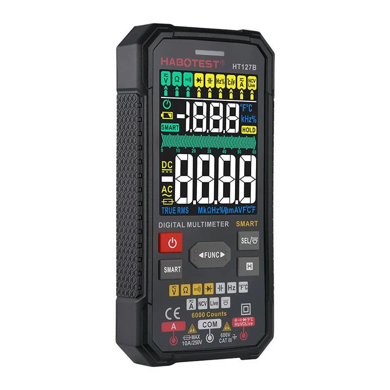 Habotest HT127B Cyfrowy Uniwersalny Multimetr True RMS 6000 Counts Auto Ranging z NCV i Temperaturą