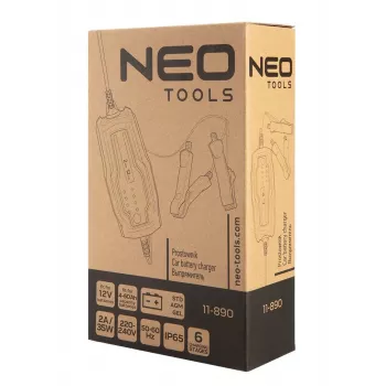 NEO TOOLS 11-890 Automatyczna ładowarka do akumulatorów 2A/35W dla akumulatorów 12V ołowiowo-kwasowych, AGM, żelowych 4-60Ah