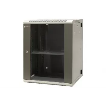 EMITER EM/AH6515 15U Szafa sieciowa ścienna 600x550x770 mm, drzwi ze szkła hartowanego, czarna