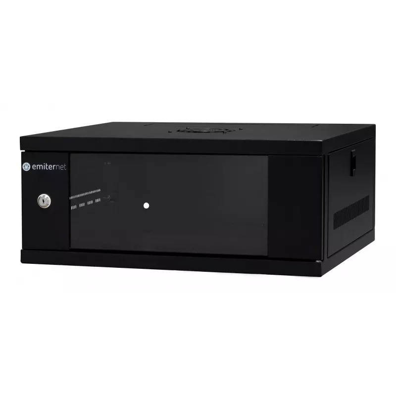 Szafa sieciowa naścienna EMITER EM/SH02B5404-08 19 cali 4U 550x450x230 mm z drzwiami szklanymi