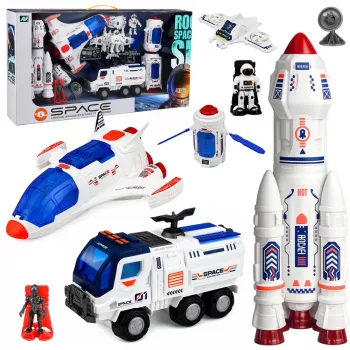 LEAN TOYS Duży zestaw kosmiczny stacja rakieta prom pojazd badawczy astronauci