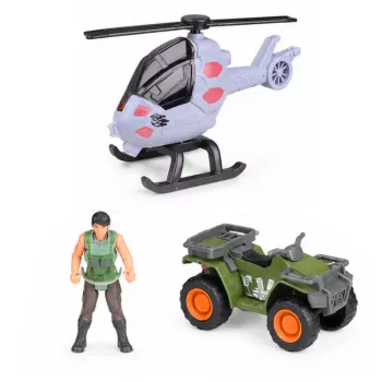 LEAN TOYS Baza badawcza Park dinozaurów Brama helikopter quad figurki odkrywca