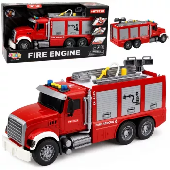 LEAN TOYS Wóz strażacki Straż Pożarna Wysuwana drabina Wąż wodny Światła Dźwięki