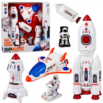 LEAN TOYS Zestaw Kosmiczny Rakiety Prom Astronauci Moduł Światła Dźwięki