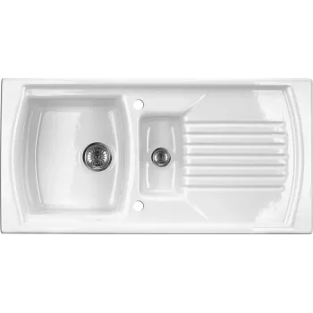DEANTE ZCL_651N Ceramiczny zlew kuchenny 1,5-komorowy z ociekaczem, biały