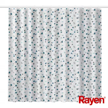 RAYEN Zasłona prysznicowa 180x200cm biało-niebieska, poliester