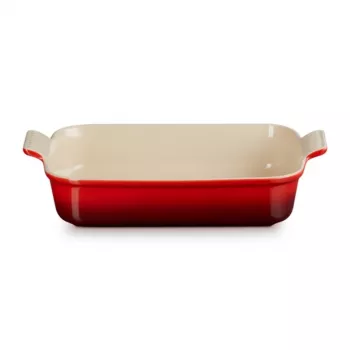 LE CREUSET Prostokątna forma do pieczenia Heritage kamionka 32x24cm / 4L czerwona