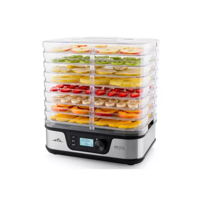 ETA Secca Premium ETA930190000 suszarka do żywności, 8 prostokątnych sit, 380 W, srebrna