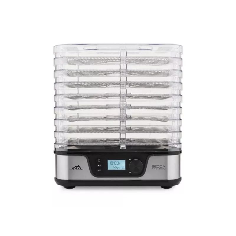 ETA Secca Premium ETA930190000 suszarka do żywności, 8 prostokątnych sit, 380 W, srebrna