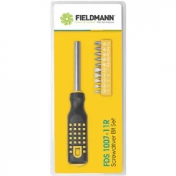 FIELDMANN FDS 1007-11R 12-częściowy zestaw bitów do wkrętarki z ergonomicznym uchwytem, bity ze stali chromowo-wanadowej, magnetyczny uchwyt, płaskie/krzyżowe/pozi/torx