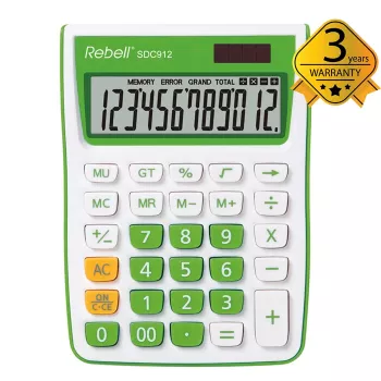 REBELL RE-SDC912GR BX Kalkulator półbiurkowy 12-cyfrowy z podwójnym zasilaniem szary