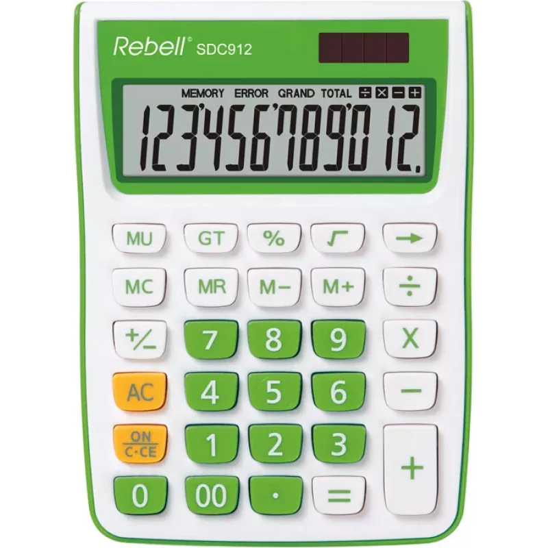 REBELL RE-SDC912GR BX Kalkulator półbiurkowy 12-cyfrowy z podwójnym zasilaniem szary
