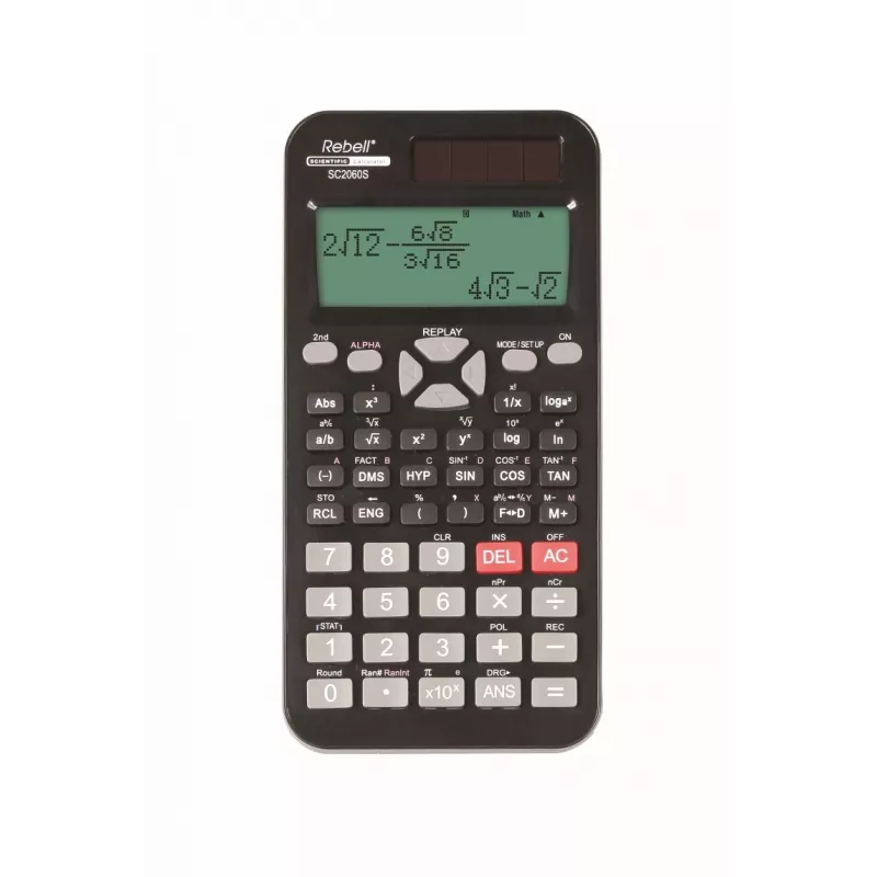 REBELL RE-SC2060S BX Kalkulator naukowy, 240 funkcji, 2-liniowy wyświetlacz LCD, zasilany bateryjnie, czarny
