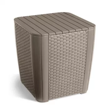 KETER Stół ogrodowy/skrzynia do przechowywania Luzon Flat Wicker beżowy