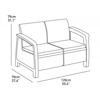 KETER Sofa ogrodowa dwuosobowa Corfu Love Seat brązowa