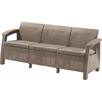 KETER Corfu Love Seat Max beżowa trzyosobowa sofa ogrodowa