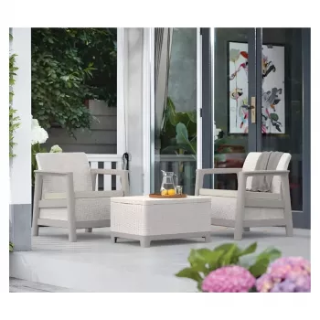 Zestaw mebli ogrodowych KETER Scandi Linea Balcony Set, kolor kamykowy szary/jasny beż