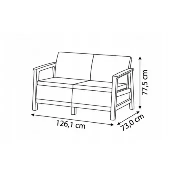KETER Sofa ogrodowa dwuosobowa Scandi Linea 2 Seater Sofa pebble gray/light beige