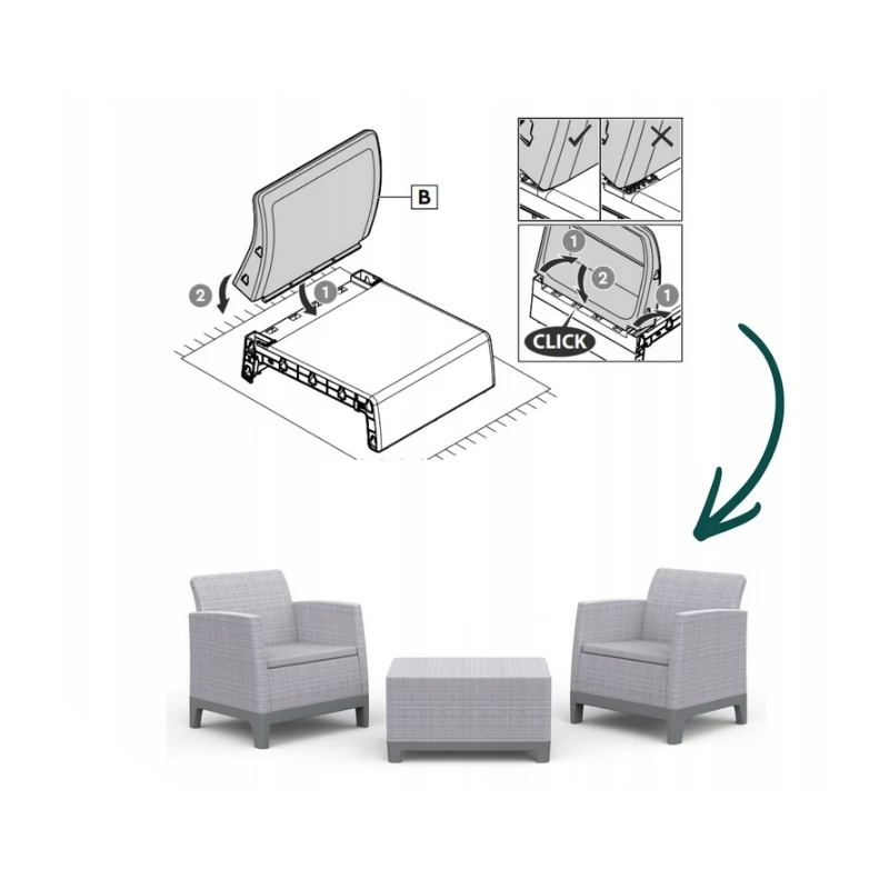 KETER Zestaw mebli ogrodowych Scandi Forma Balcony Set jasnoszary/ciepły szary stalowy