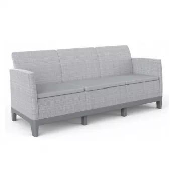 KETER Sofa ogrodowa dwuosobowa Scandi Form 3-osobowa sofa jasnoszara/ciemnoszara stalowa