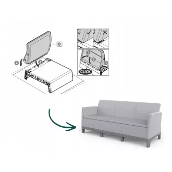 KETER Sofa ogrodowa dwuosobowa Scandi Form 3-osobowa sofa jasnoszara/ciemnoszara stalowa