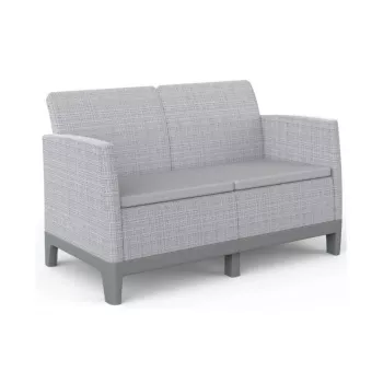 KETER Sofa ogrodowa dwuosobowa Scandi Form 2 Seater Sofa jasnoszara/ciemnoszara stalowa