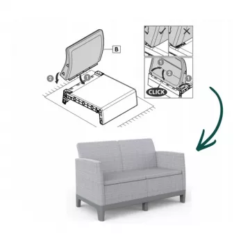 KETER Sofa ogrodowa dwuosobowa Scandi Form 2 Seater Sofa jasnoszara/ciemnoszara stalowa