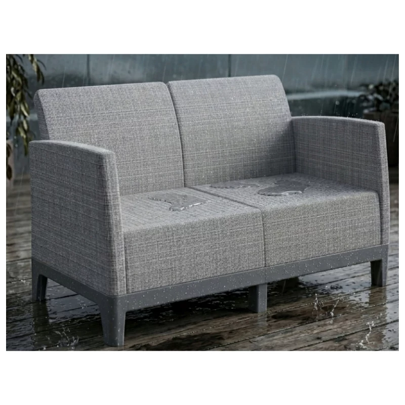 KETER Sofa ogrodowa dwuosobowa Scandi Form 2 Seater Sofa jasnoszara/ciemnoszara stalowa