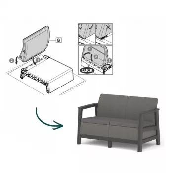 KETER Sofa ogrodowa dwuosobowa Scandi Linea 2 Seater Sofa szara